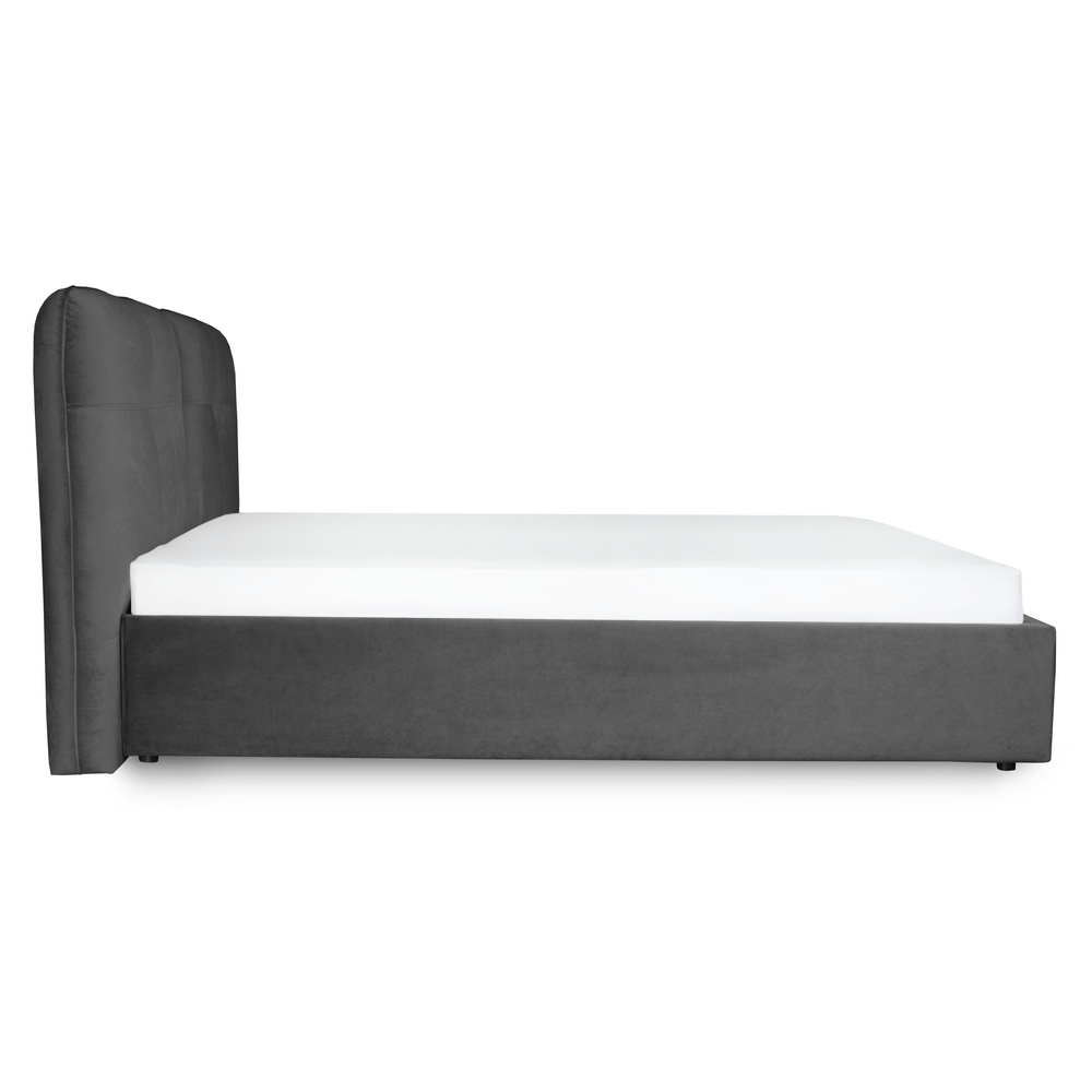 Pat mare, verona pat tapitat gri inchis cu lada depozitare - Paturi ajustabile 160-180 x 200 dormitor