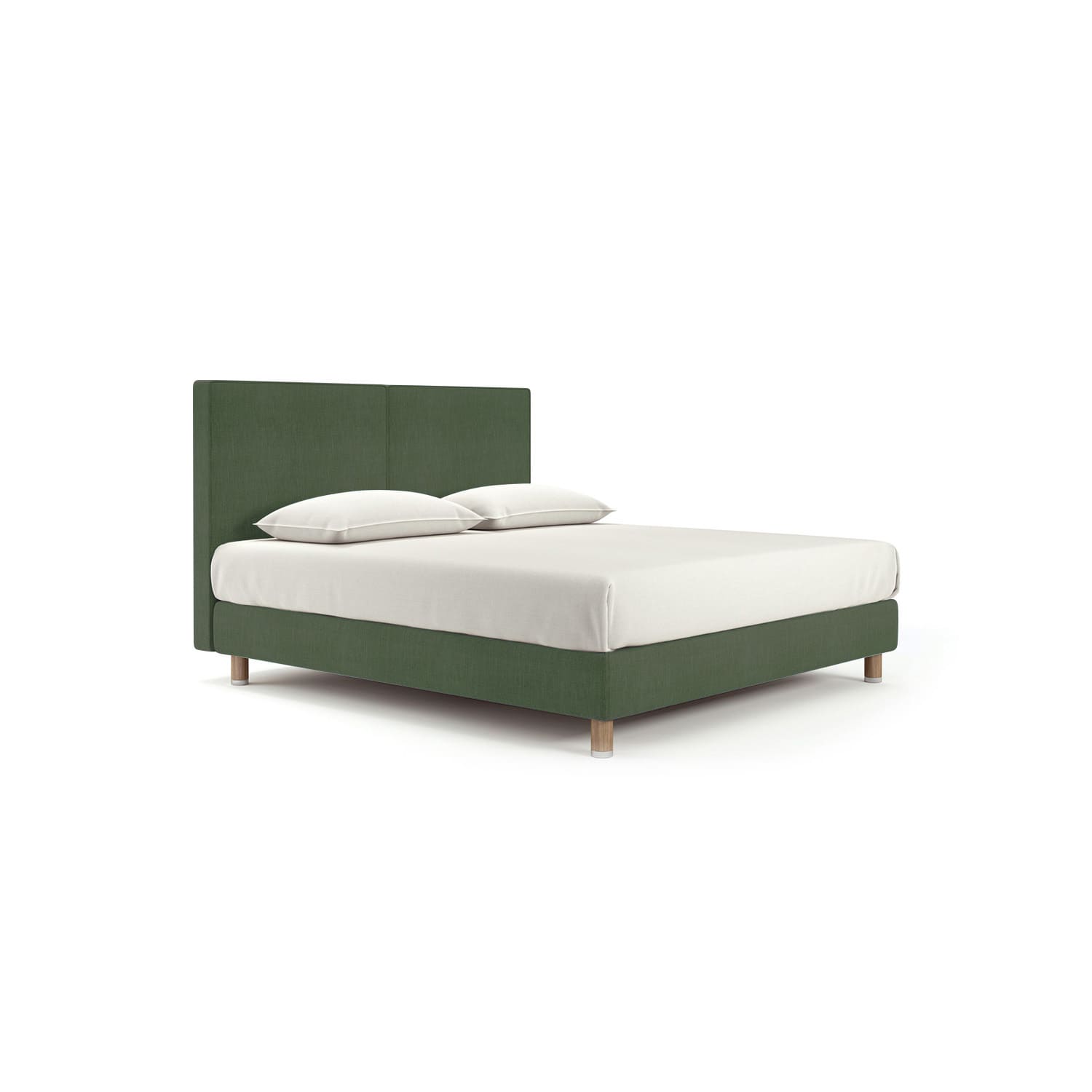 Pat tapitat IASON 160x200 verde cu somiera, nou, spatios, confortabil