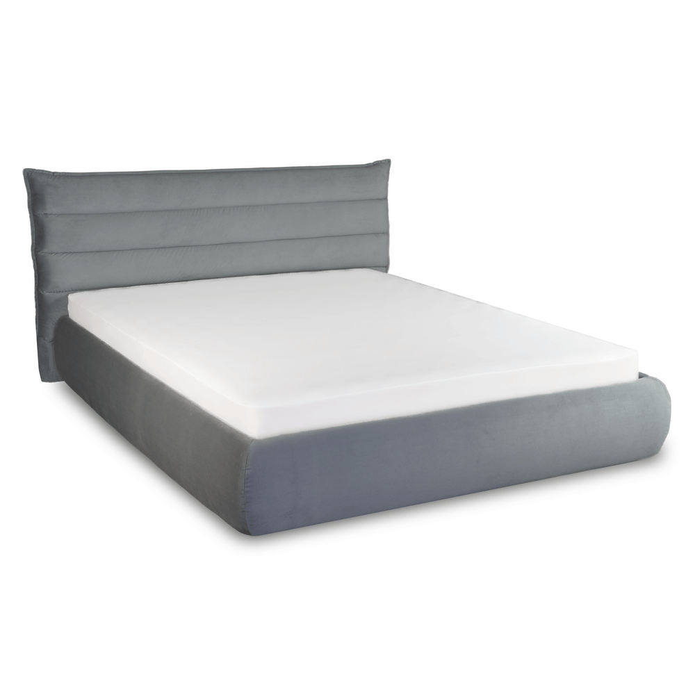 Pat MILANO gri cu lada depozitare, tapitat, culoare gri deschis, MILANO cu lada rabatabila