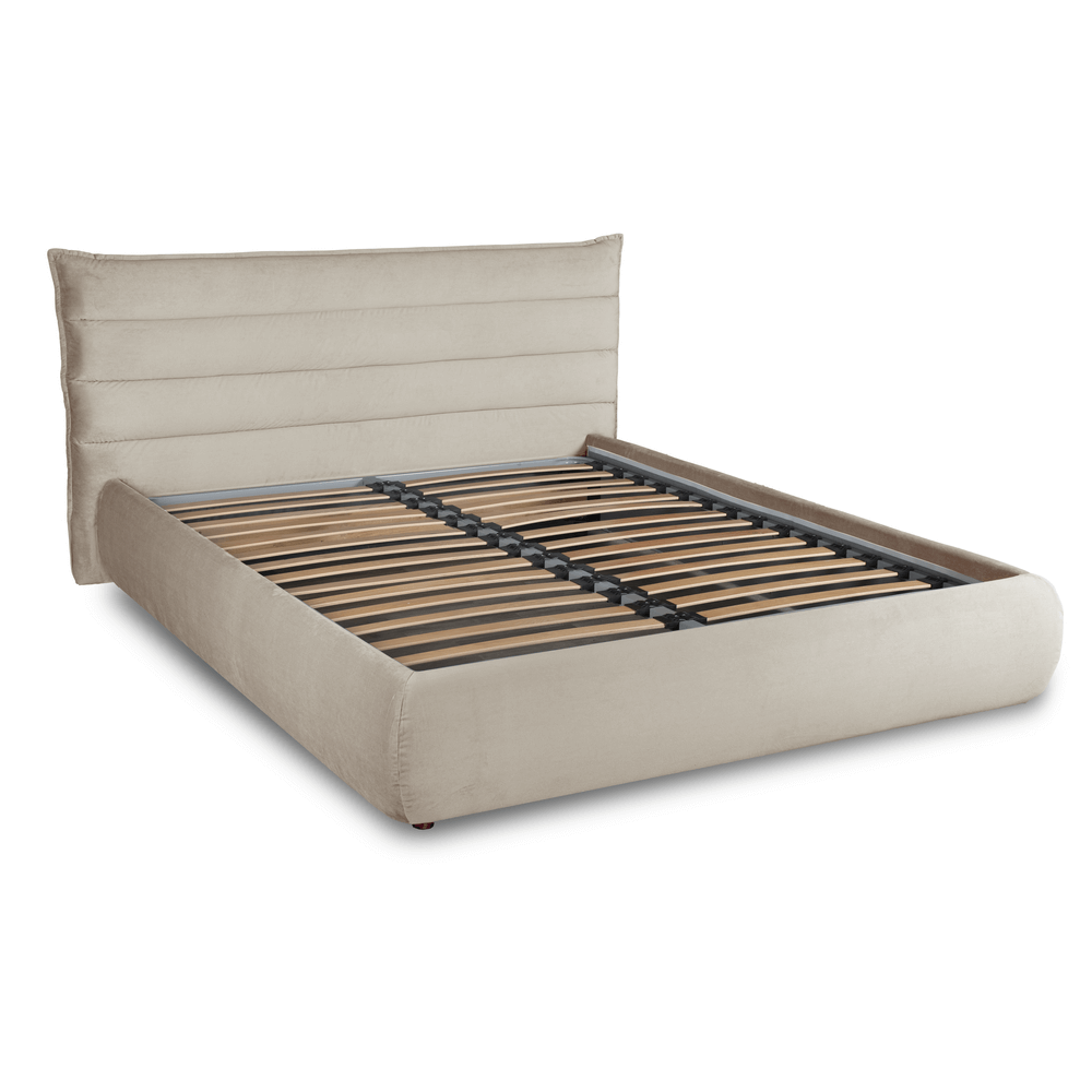 Oferte Pat MILANO crem cu lada depozitare, tapitat, culoare crem, MILANO cu lada rabatabila