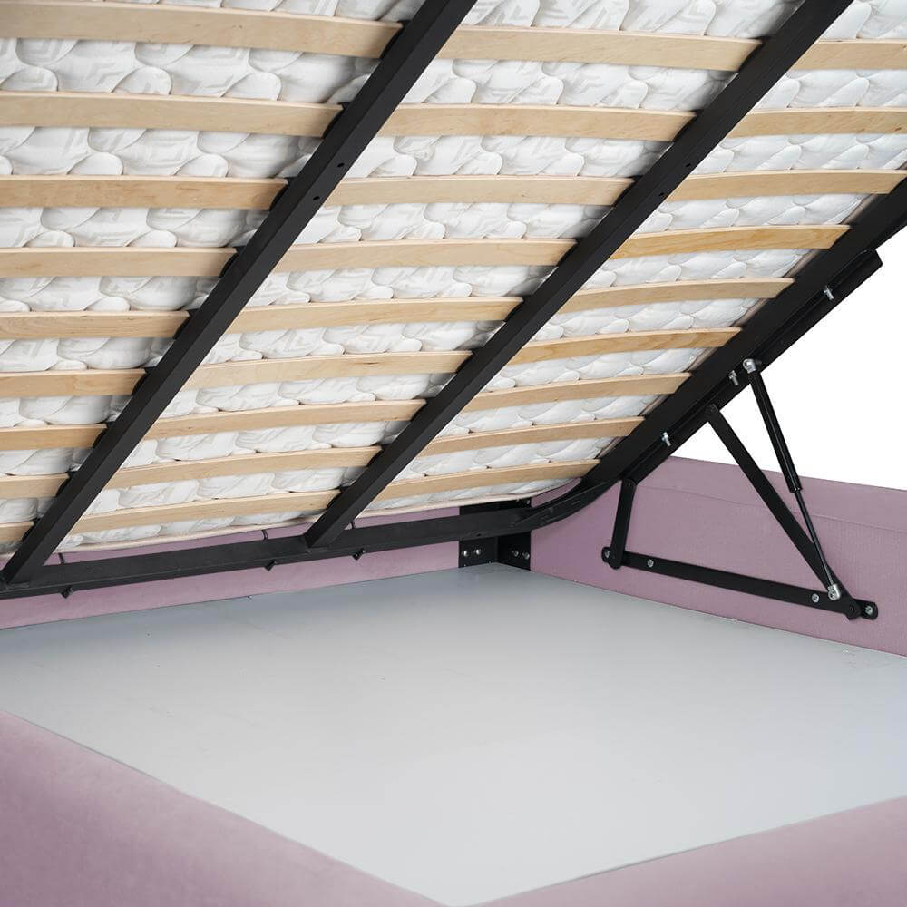  Cumpara Paturi roz cu lada depozitare - Padova, culoare roz, pat pentru dormitor cu depozitare rabatabila