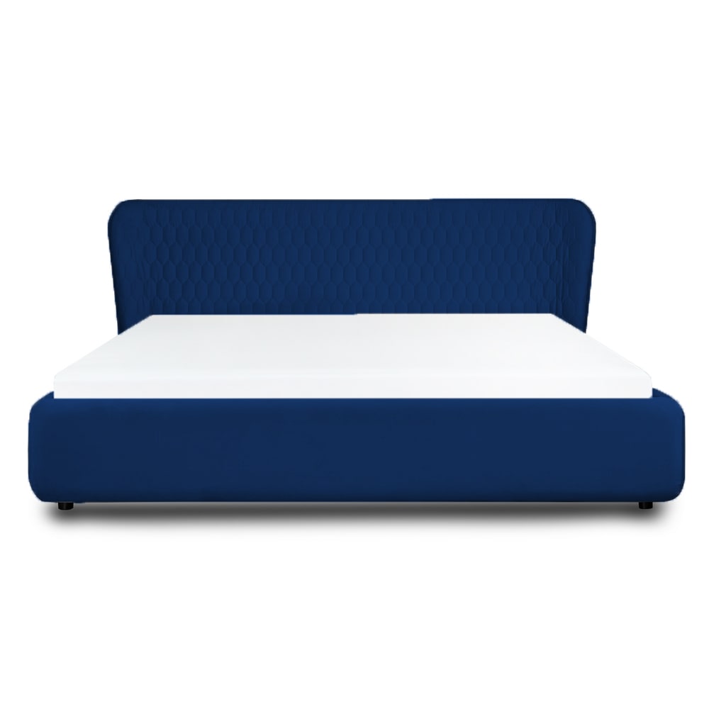 Paturi denim, PALERMO, tapitat cu lada de depozitare mare, culoarea denim, dormitor, 160 x 200