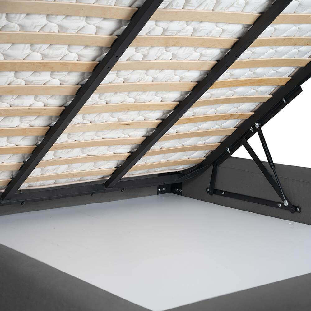 Depozitare, verona pat tapitat gri inchis cu lada depozitare - Paturi ajustabile 160-180 x 200 dormitor