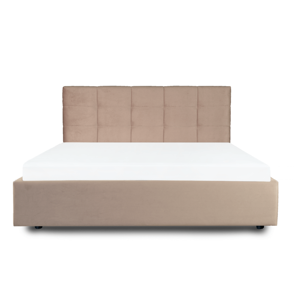 Paturi cu lada depozitare incapatoare - Padova, tapitat crem, pat pentru dormitor cu lada depozitare