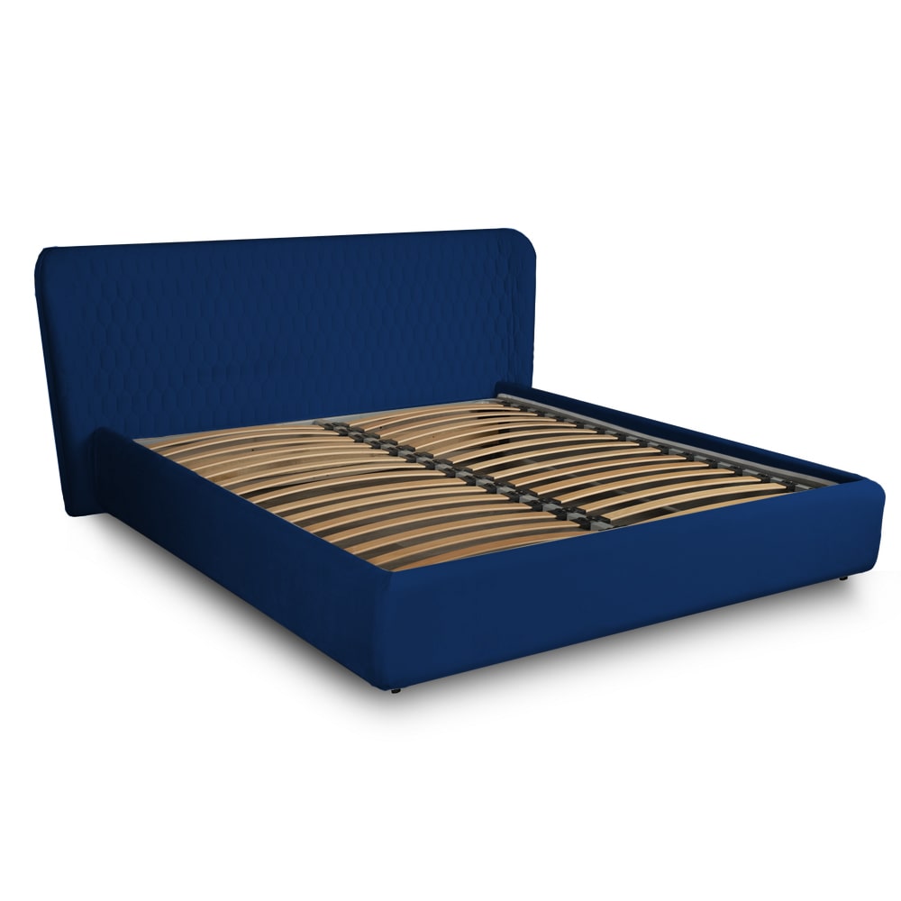 Pat tapitat cu somiera fixa PALERMO, denim, pentru dormitor mare, 160 x 200