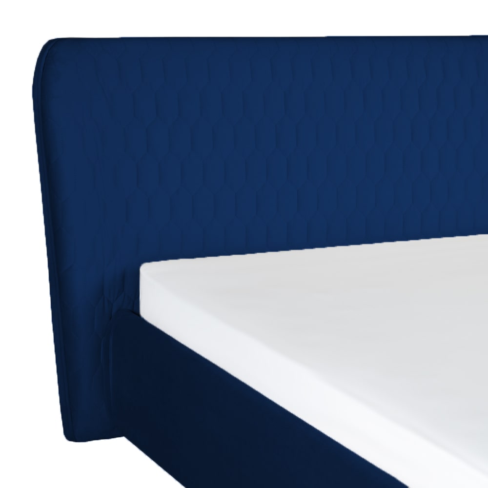 OFERTA Pat tapitat cu somiera fixa PALERMO, denim, pentru dormitor mare, 160 x 200