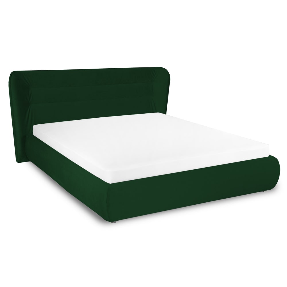 Pisa pat tapitat verde inchis cu somiera fixa 160 x 200