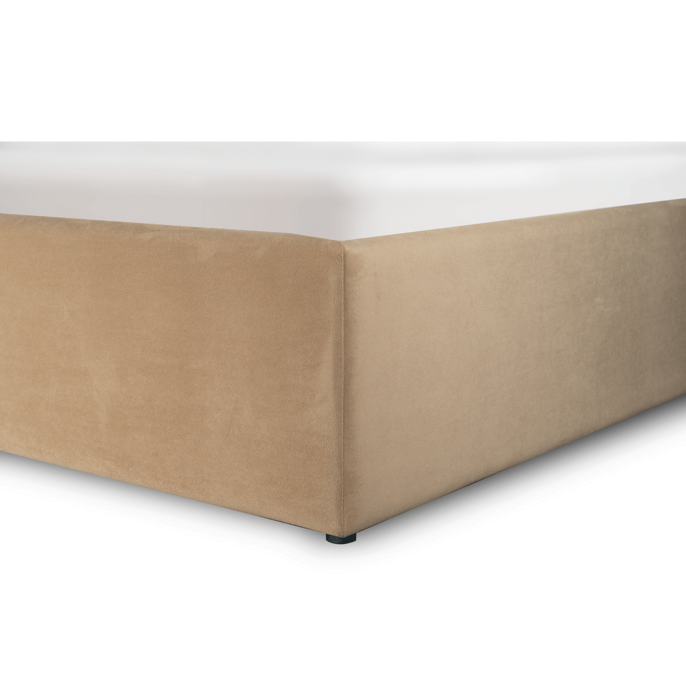 Pipera Domicilio Paturi tapitate crem cu somiera fixa - Padova, tapitat crem, pat pentru dormitor cu somiera fixa