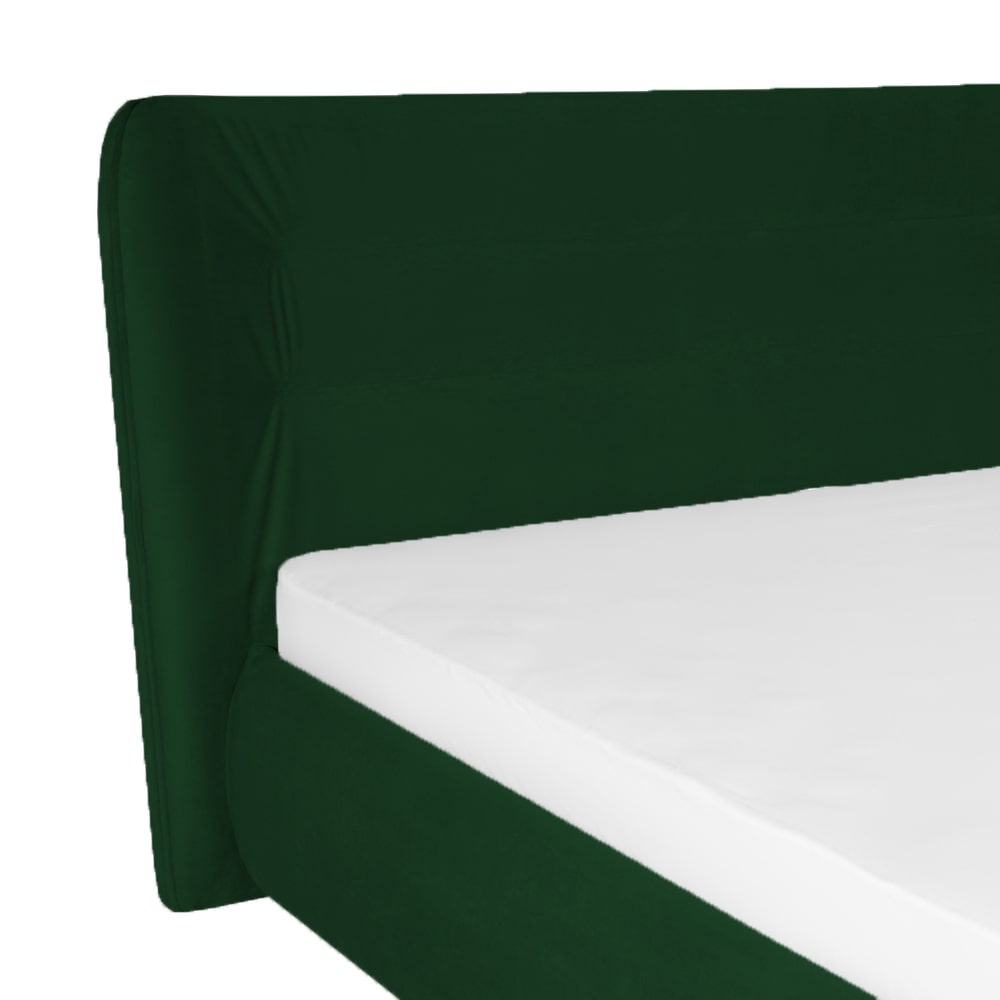 OFERTA Pat tapitat verde inchis cu lada de depozitare, rabatabil, Pisa