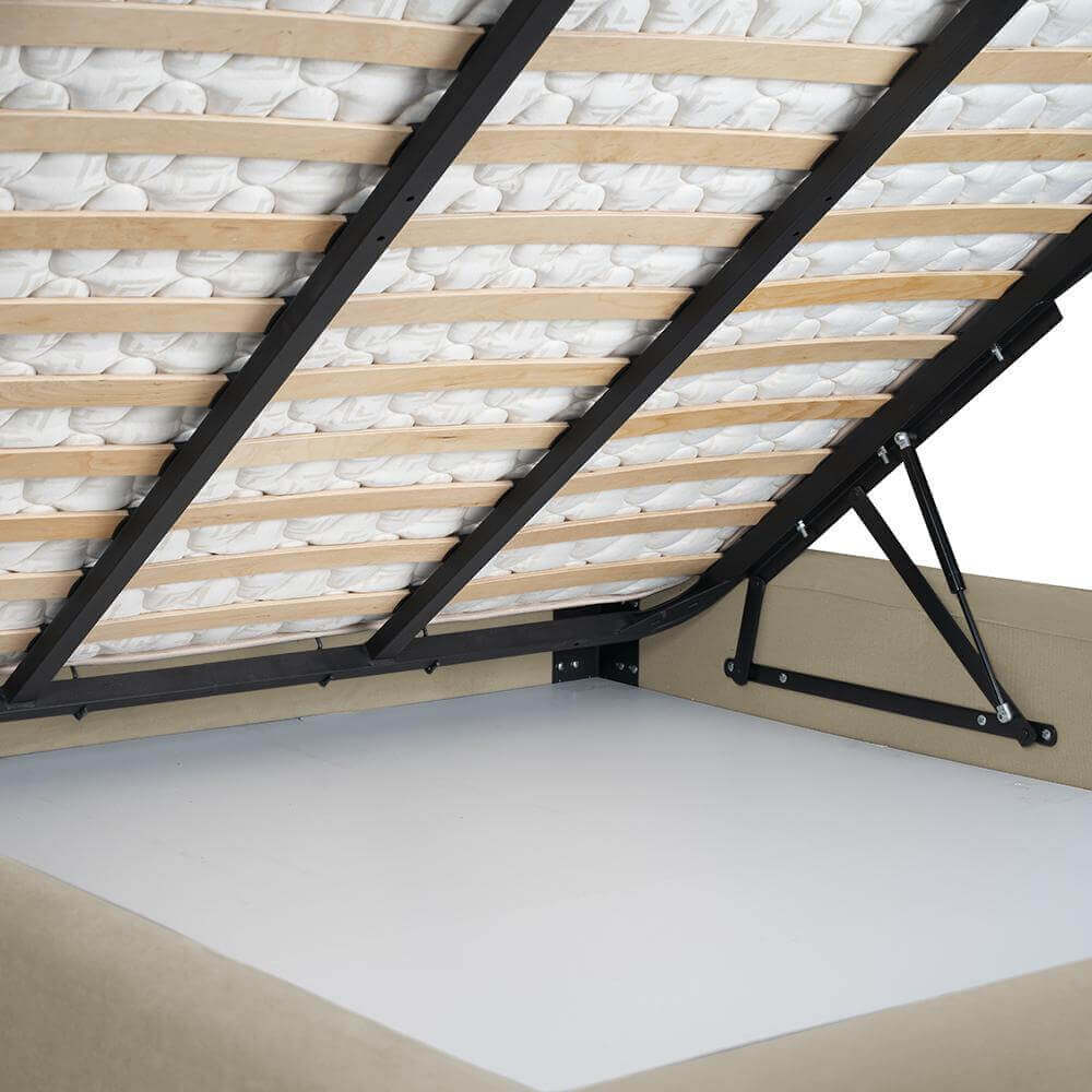 Hotel Pat MILANO crem cu lada depozitare, tapitat, culoare crem, MILANO cu lada rabatabila