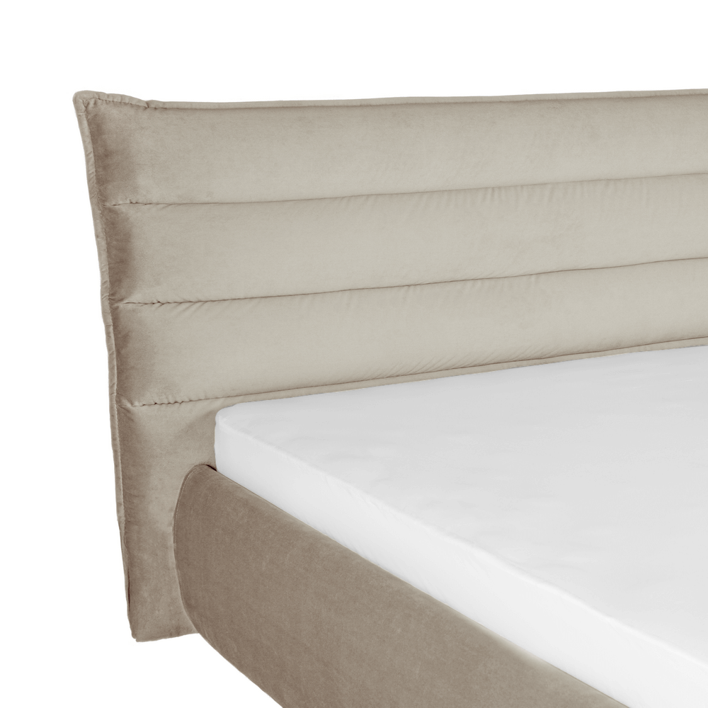 Dormitor Pat MILANO crem cu lada depozitare, tapitat, culoare crem, MILANO cu lada rabatabila