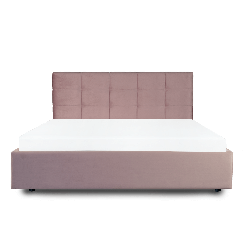 Paturi roz - Pat tapitat cu somiera fixa, culoarea roz, dormitor, 180 x 200 sau 160 x 200