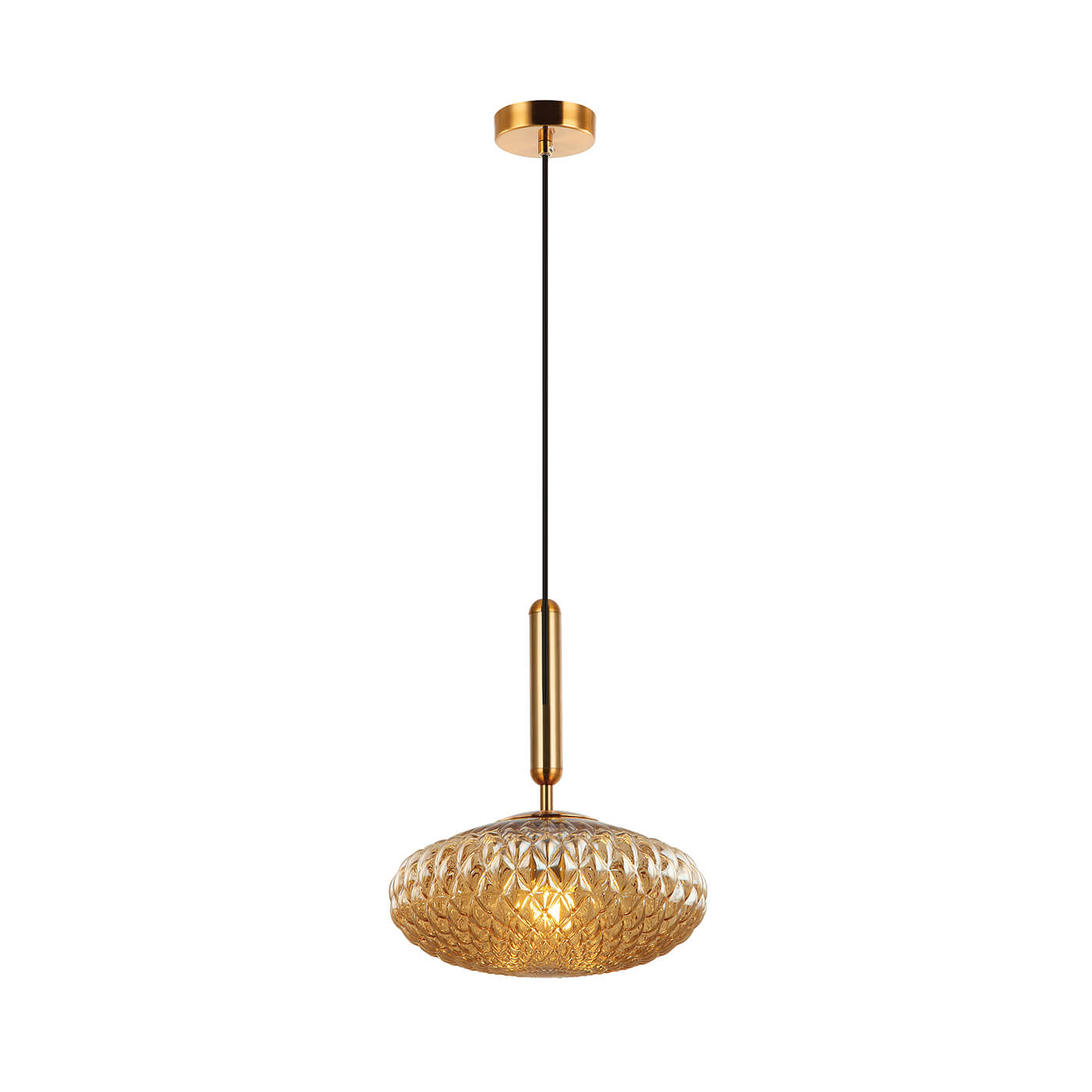 Cauti un pendul ambrat ESTER din sticla, design modern, pentru living, dining sau dormitor din colectia de lustre si candelabre Domicilio?