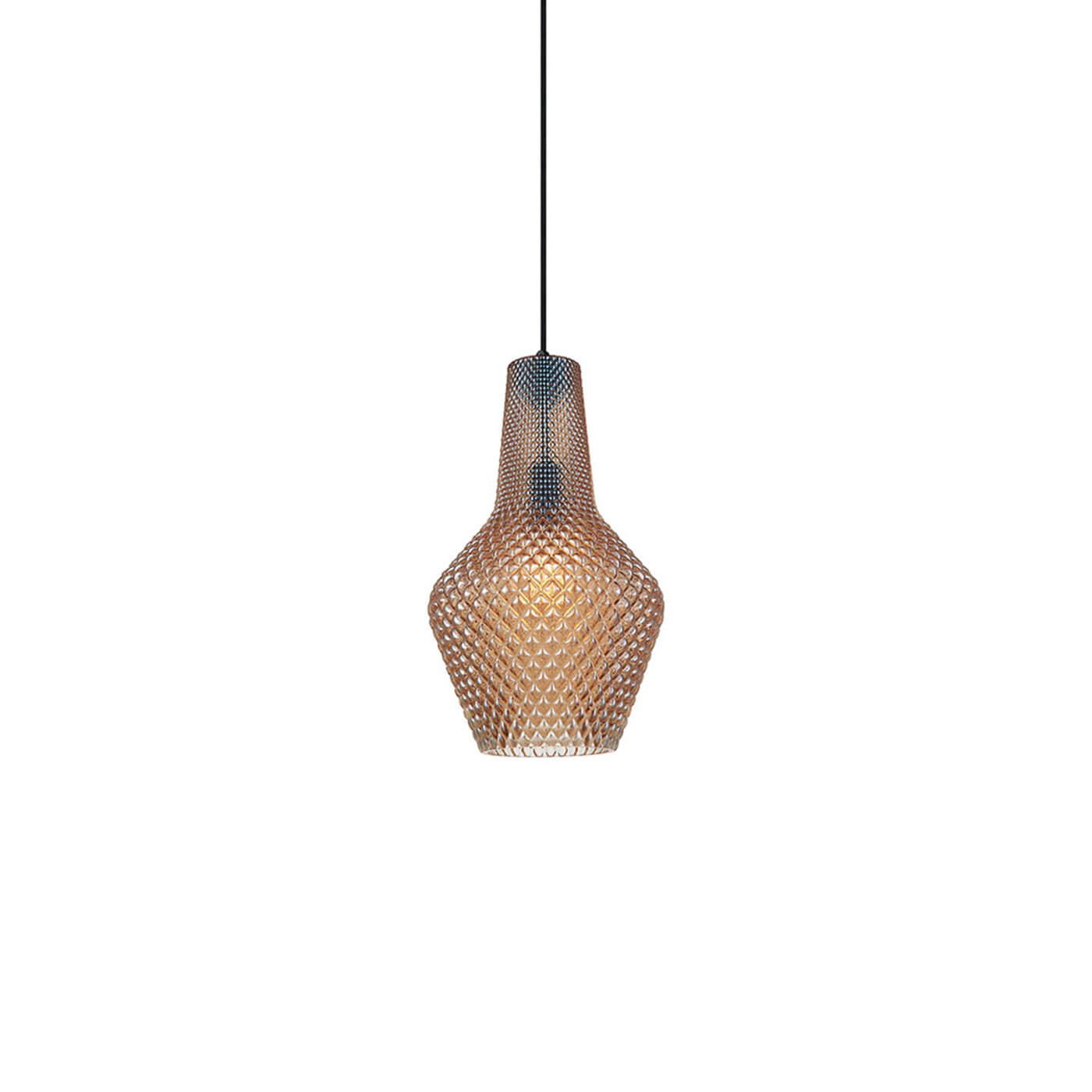 Cauti un pendul SOLETO cu abajur ambrat din sticla, design elegant, modern, pentru living, dining sau dormitor din colectia de lustre si candelabre Domicilio?