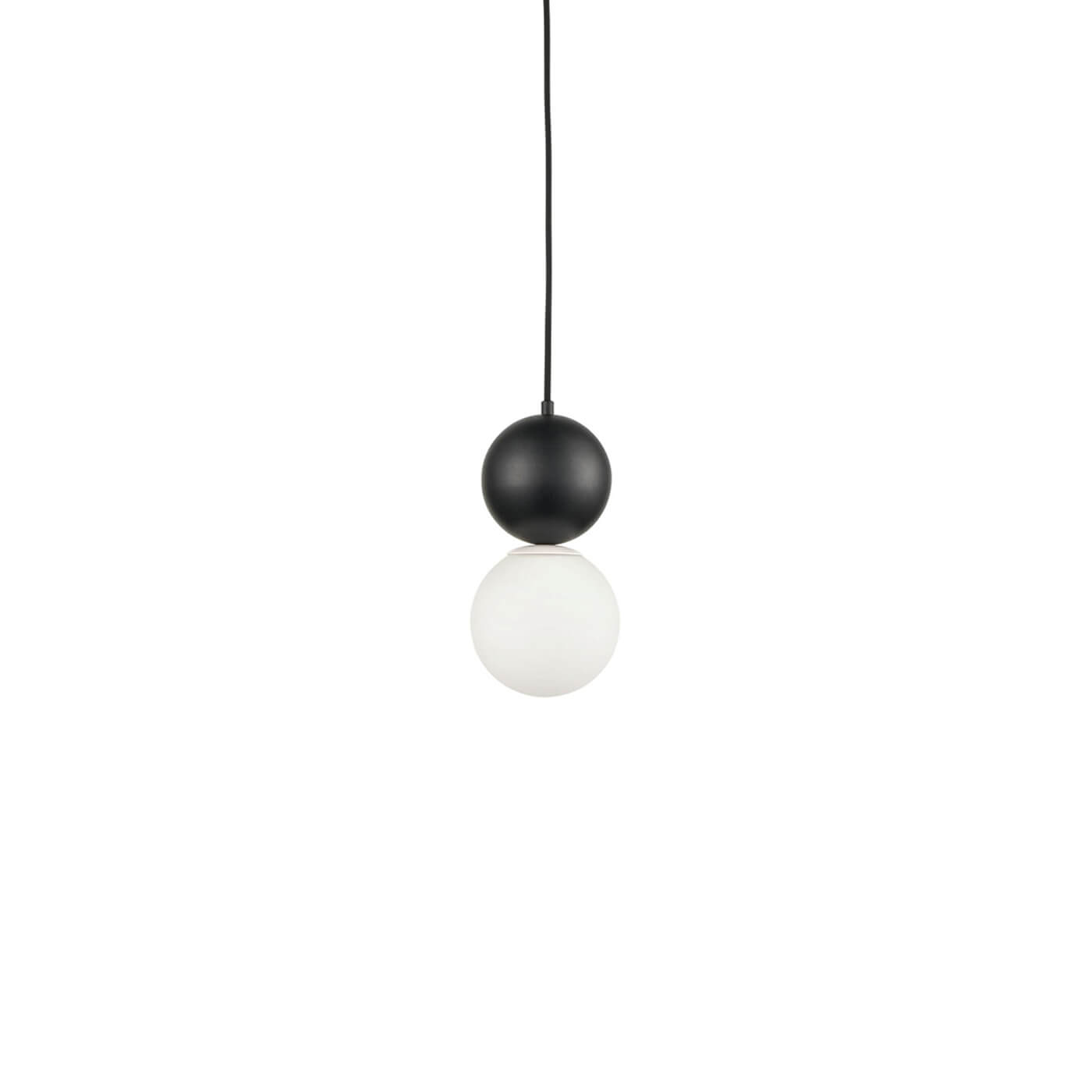 Cauti un pendul alb-negru STONE 14 cu glob de sticla, design elegant, minimalist, pentru living, dining sau dormitor din colectia de lustre si candelabre Domicilio?