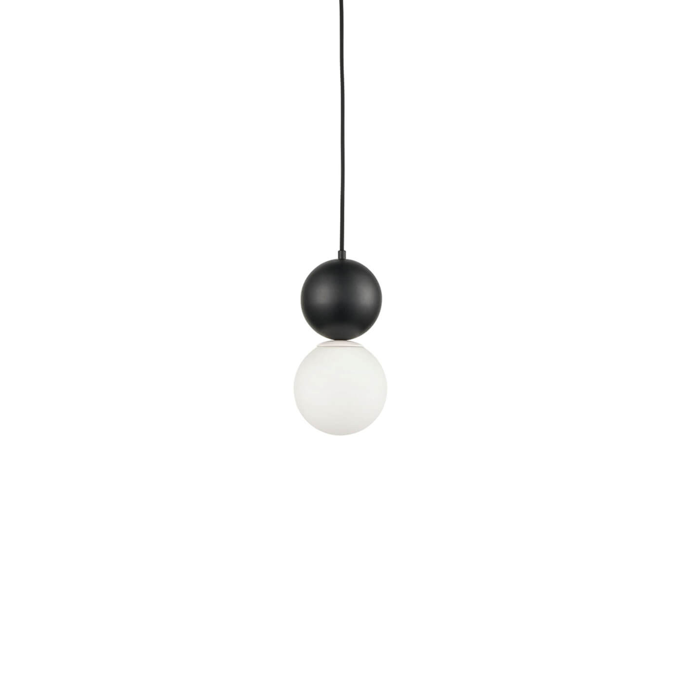 Cauti un pendul alb-negru STONE 14 cu glob de sticla, design elegant, minimalist, pentru living, dining sau dormitor din colectia de lustre si candelabre Domicilio?
