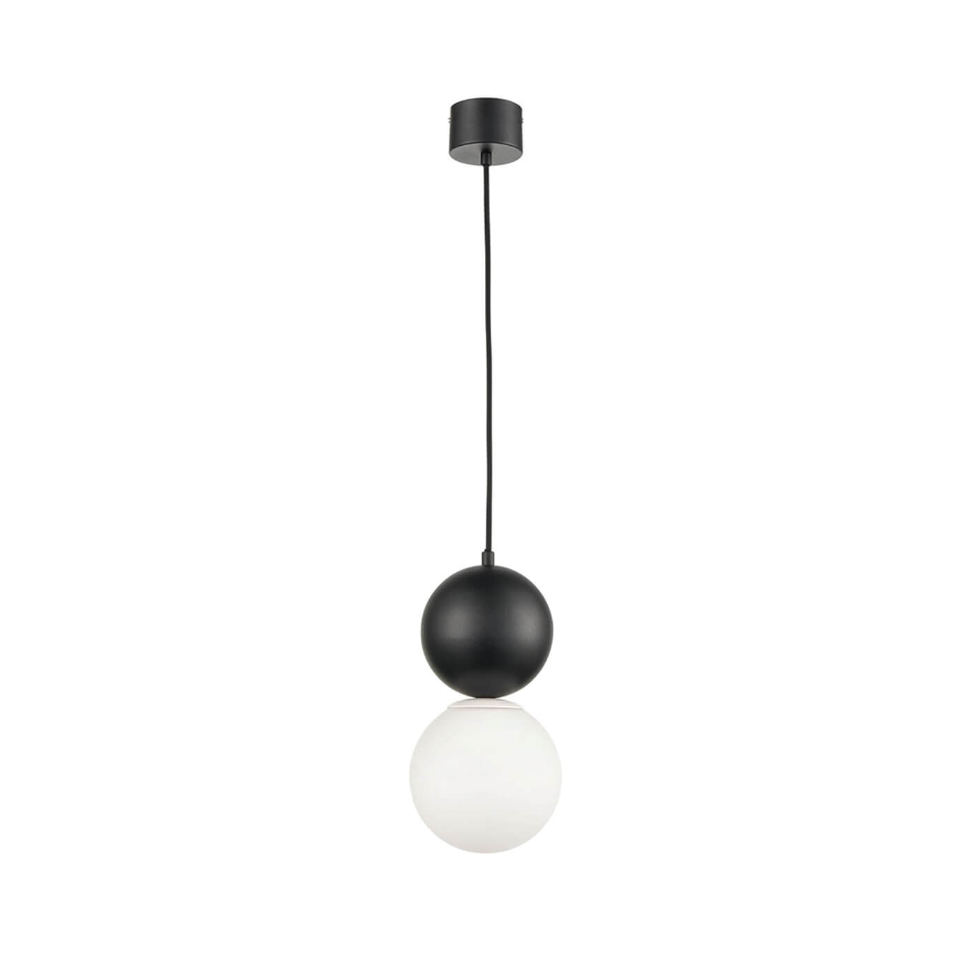 Cauti un pendul alb-negru STONE 18 cu glob de sticla, design elegant, minimalist, pentru living, dining sau dormitor din colectia de lustre si candelabre Domicilio?
