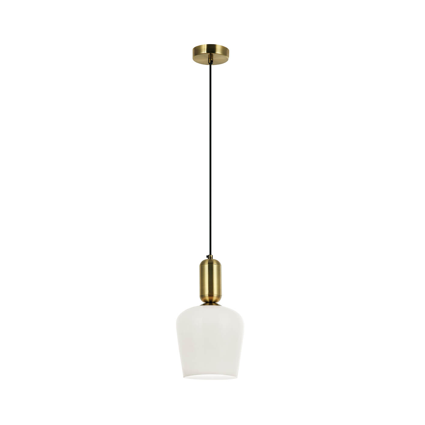 Cauti un pendul auriu BARON cu abajur alb din sticla, design modern, elegant, pentru living, dining sau dormitor din colectia de lustre si candelabre Domicilio?