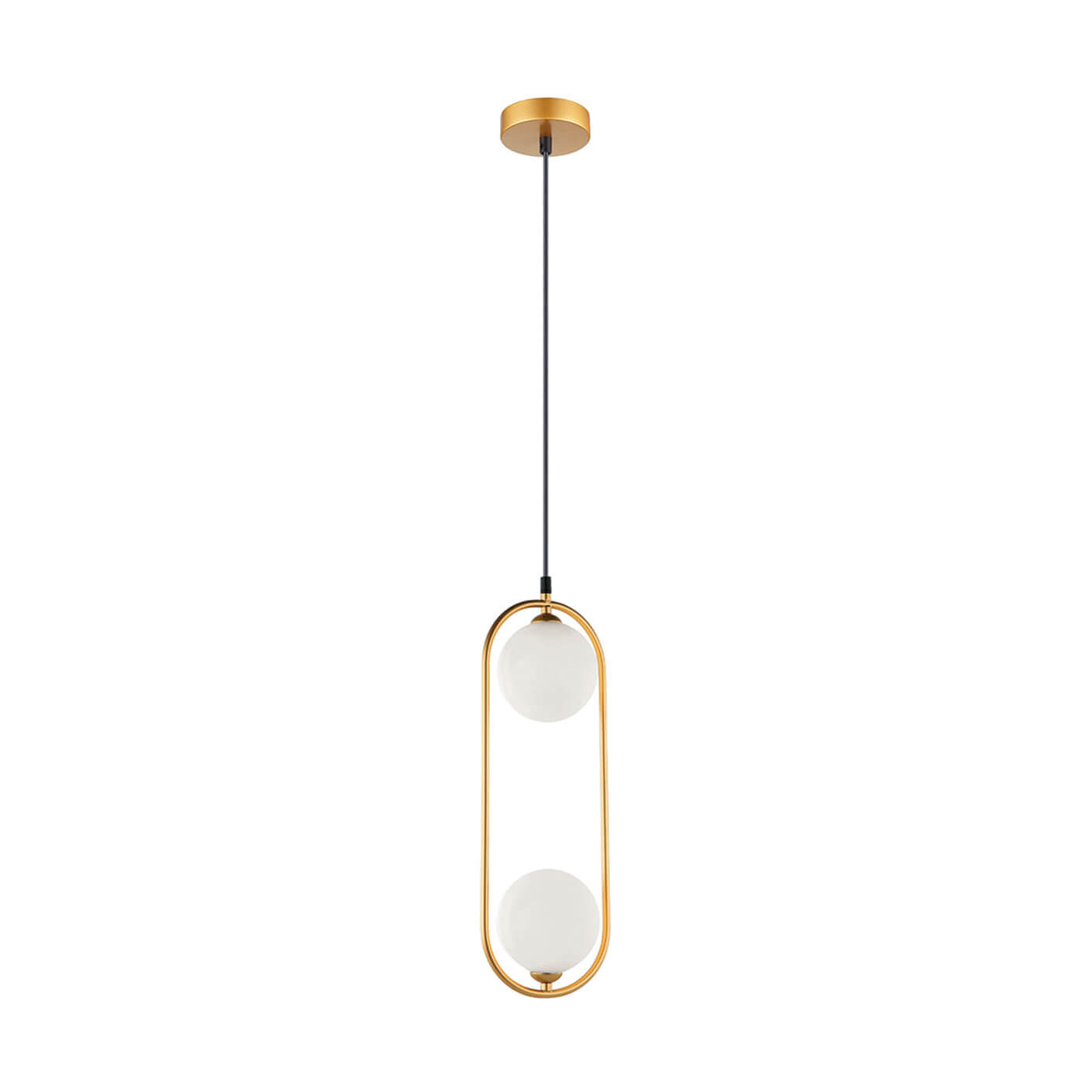 Cauti un pendul auriu FANCY din metal si cu globuri de sticla, design modern, pentru living, dining sau dormitor din colectia de lustre si candelabre Domicilio?