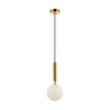 Cauti un pendul auriu JOLIN cu glob alb de sticla, design modern, minimalist, pentru living, dining sau dormitor?