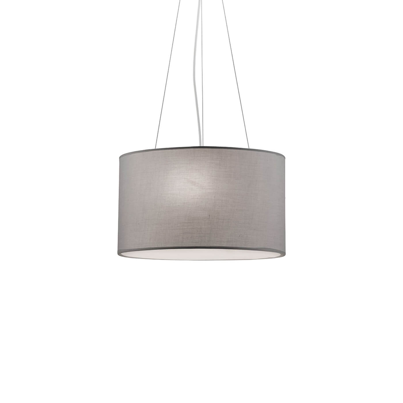 Pendul cromat BRISTOL cu abajur textil gri pentru camera de zi