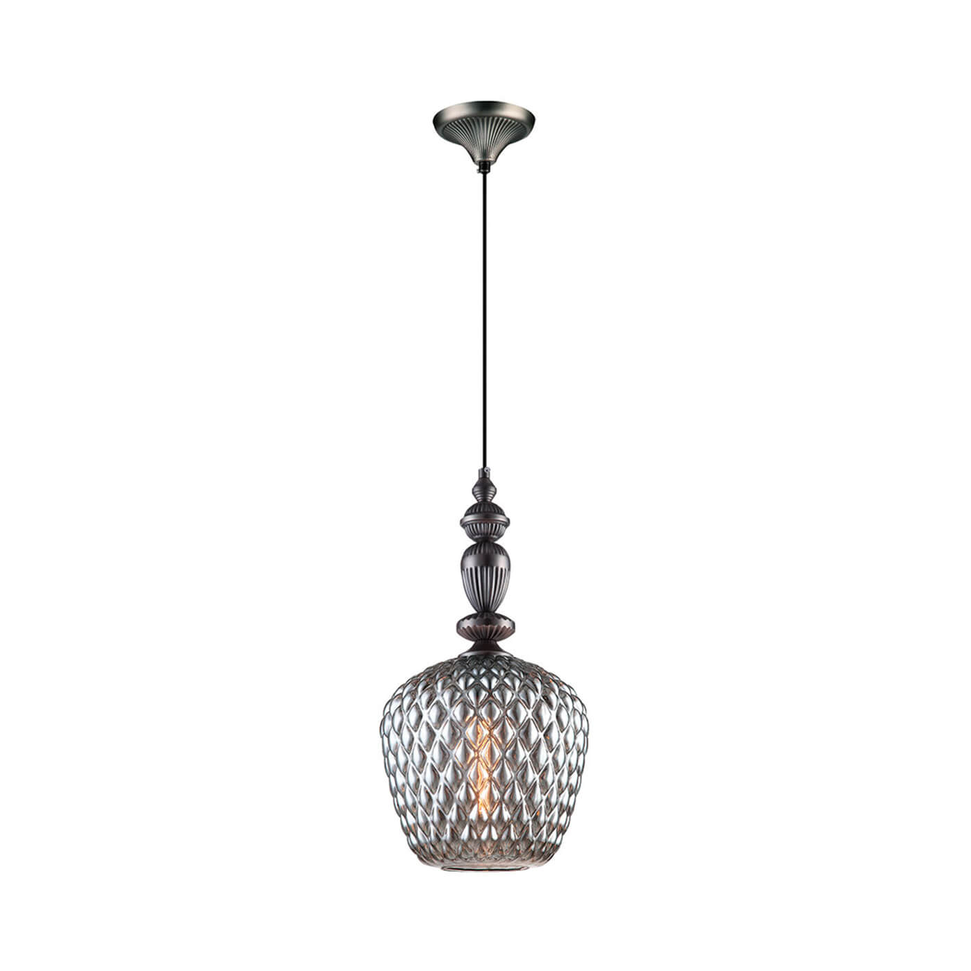 Pendul fumuriu SALEM din sticla, design modern, elegant, pentru living, dining sau dormitor