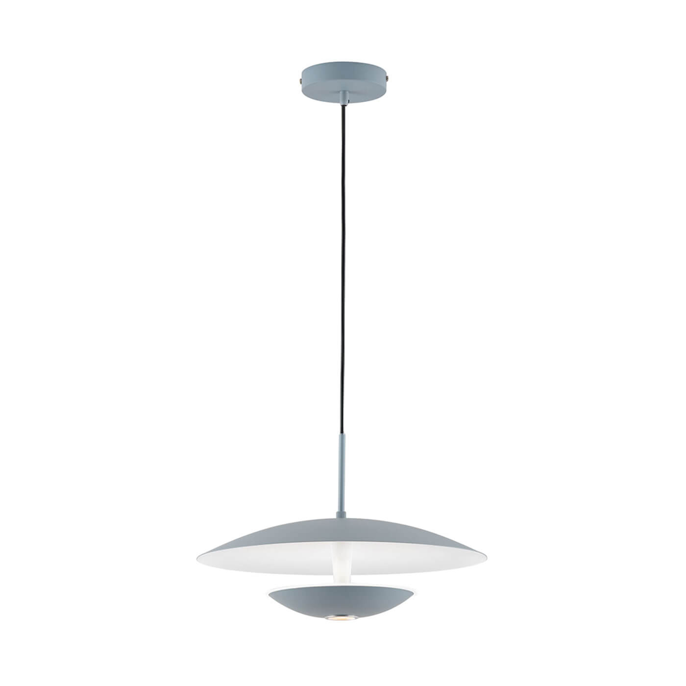 Cauti un pendul gri din metal MONICA cu LED 16W, design elegant, modern, pentru living, dining sau dormitor din colectia de lustre si candelabre Domicilio?