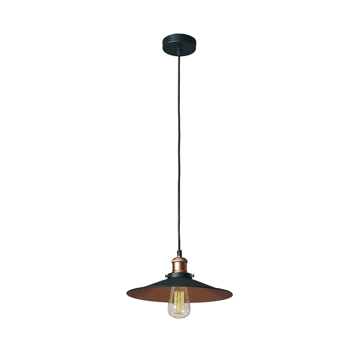 Cauti un pendul negru ADISSON cu interior cuprat, design modern, industrial, pentru living, dining sau dormitor din colectia de lustre si candelabre Domicilio?