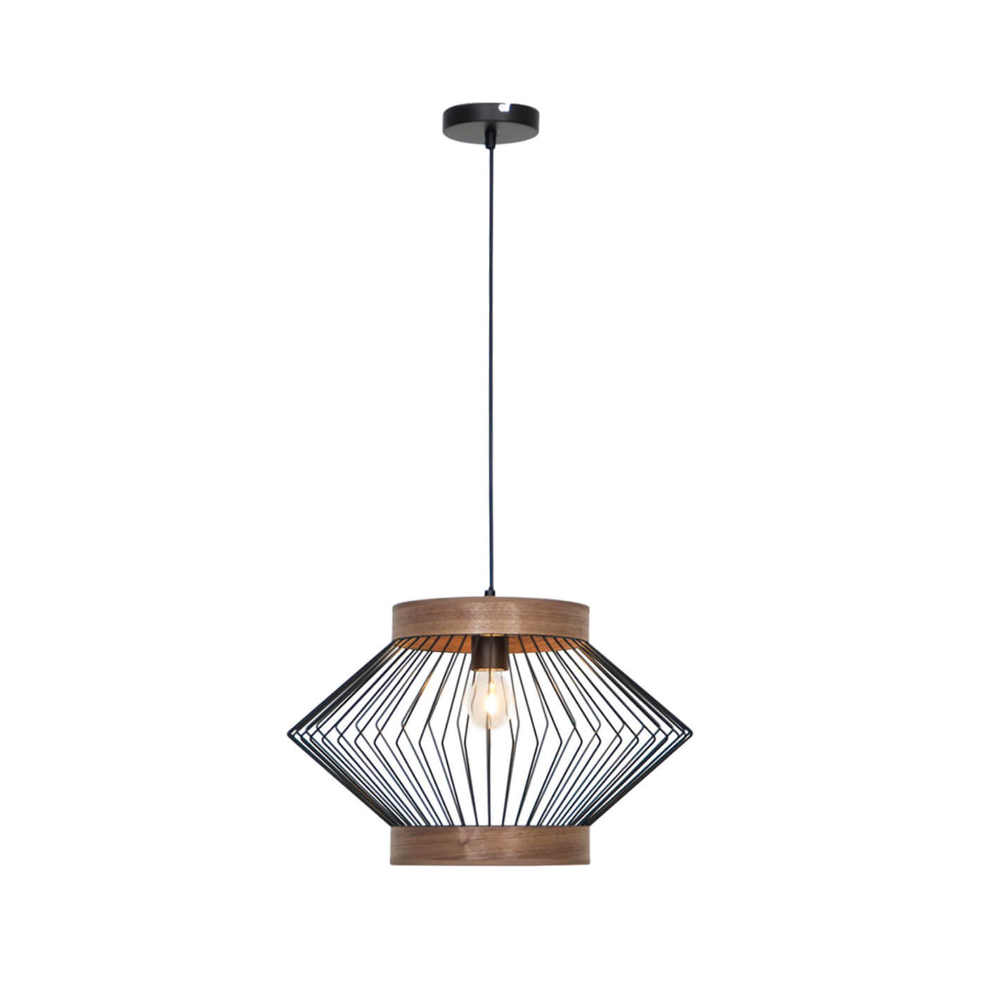 Cauti un pendul negru DARLING din metal si lemn, design modern?