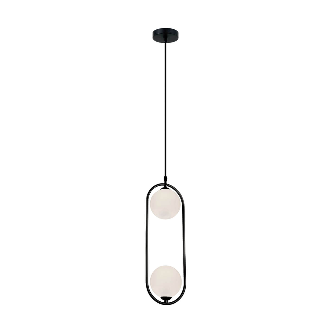 Cauti un pendul negru FANCY din metal si cu globuri de sticla, design modern, pentru living, dining sau dormitor din colectia de lustre si candelabre Domicilio?