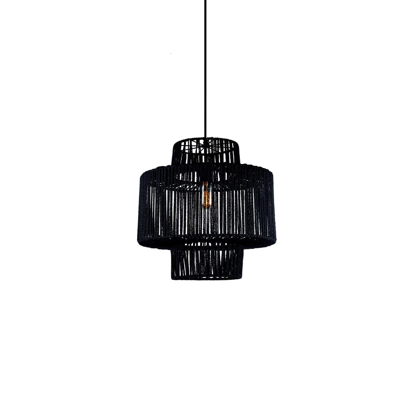 Cauti un pendul negru KENYA 30 din franghie, design modern, elegant, pentru living, dining sau dormitor din colectia de lustre si candelabre Domicilio?