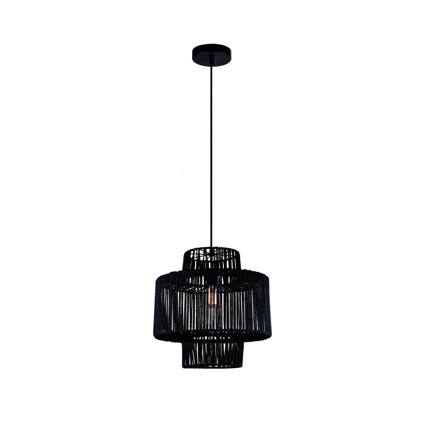 Cauti un pendul negru KENYA 30 din franghie, design modern, elegant, pentru living, dining sau dormitor din colectia de lustre si candelabre Domicilio?
