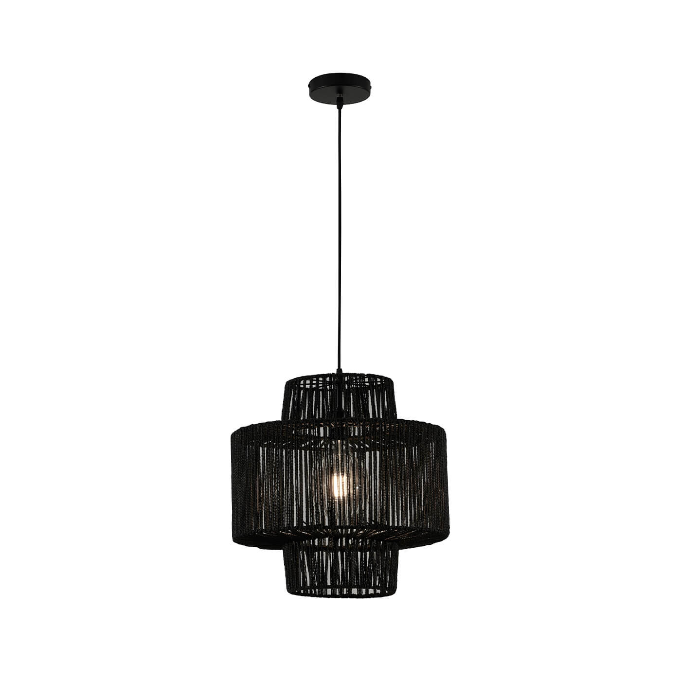 Cauti un pendul negru KENYA 40 din franghie, design modern, elegant, pentru living, dining sau dormitor?
