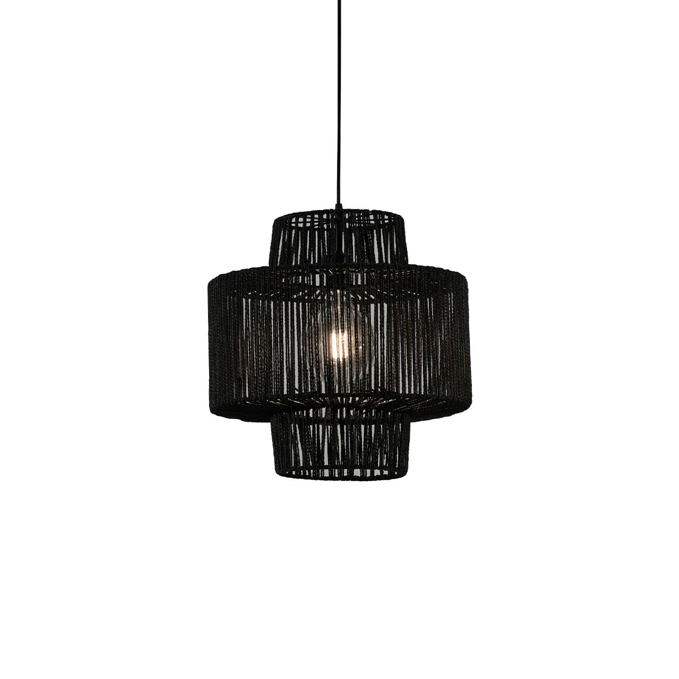 Cauti un pendul negru KENYA 40 din franghie, design modern, elegant, pentru living, dining sau dormitor?
