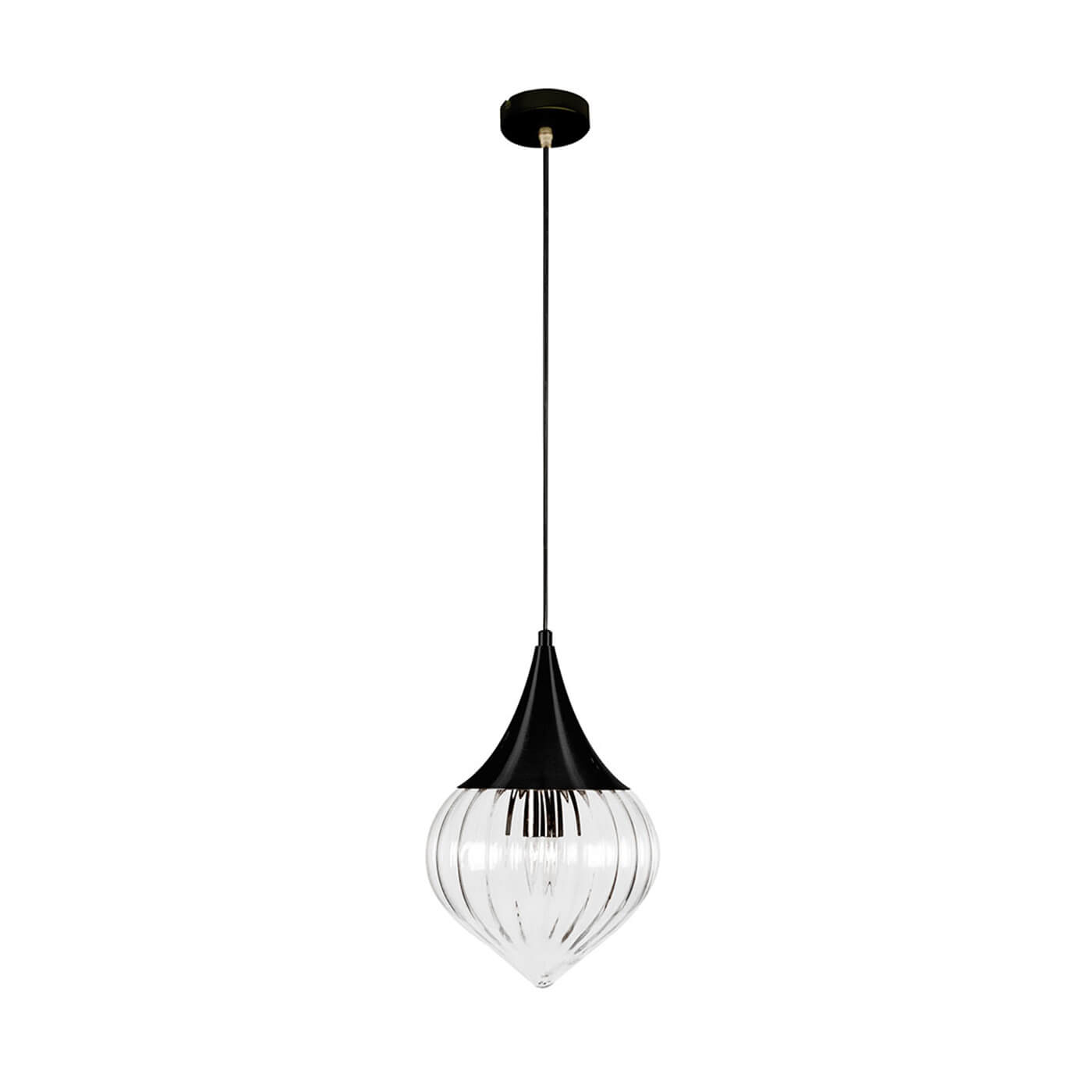 Cauti un pendul negru LUCIDA din sticla, design elegant, modern, pentru living, dining sau dormitor din colectia de lustre si candelabre Domicilio?