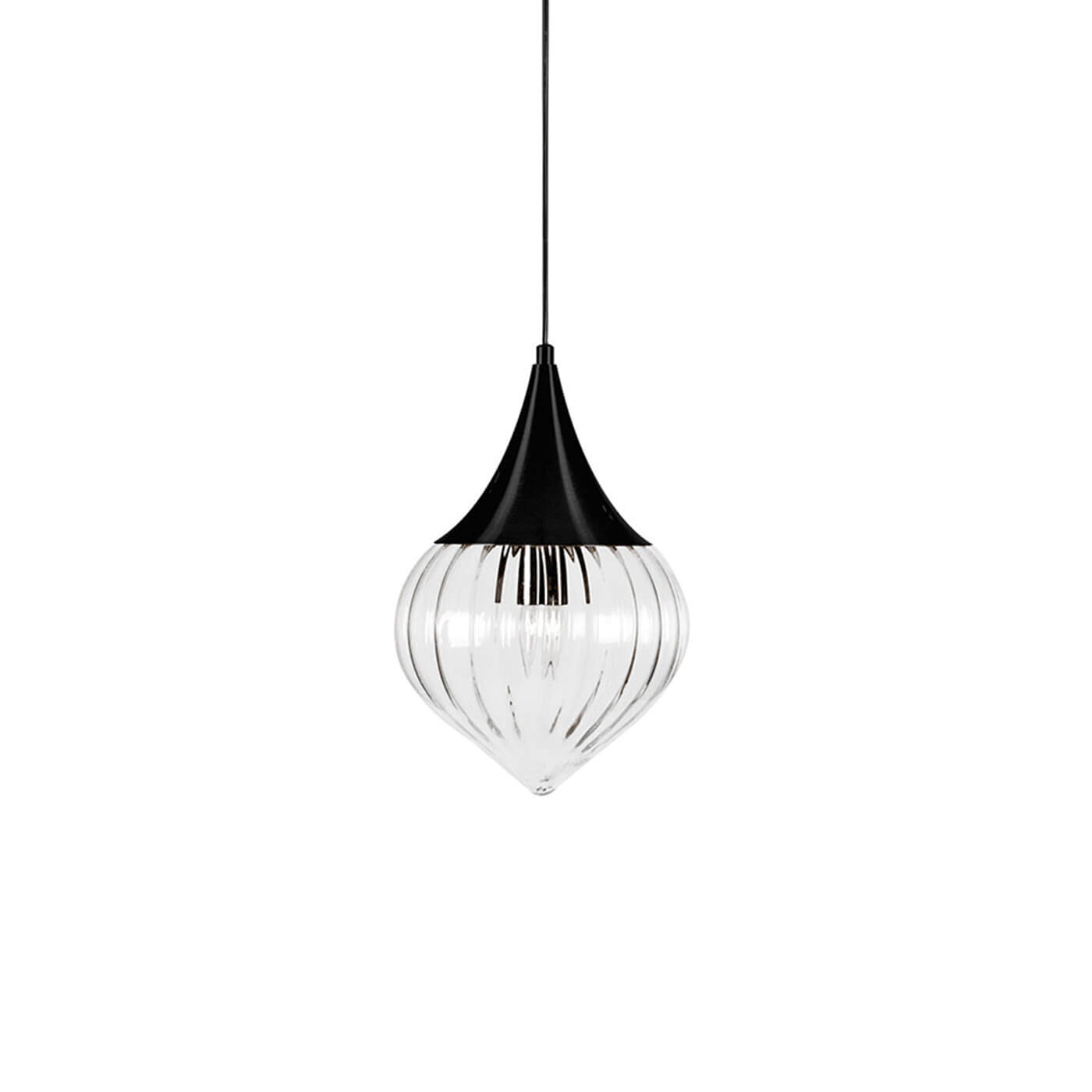 Cauti un pendul negru LUCIDA din sticla, design elegant, modern, pentru living, dining sau dormitor din colectia de lustre si candelabre Domicilio?
