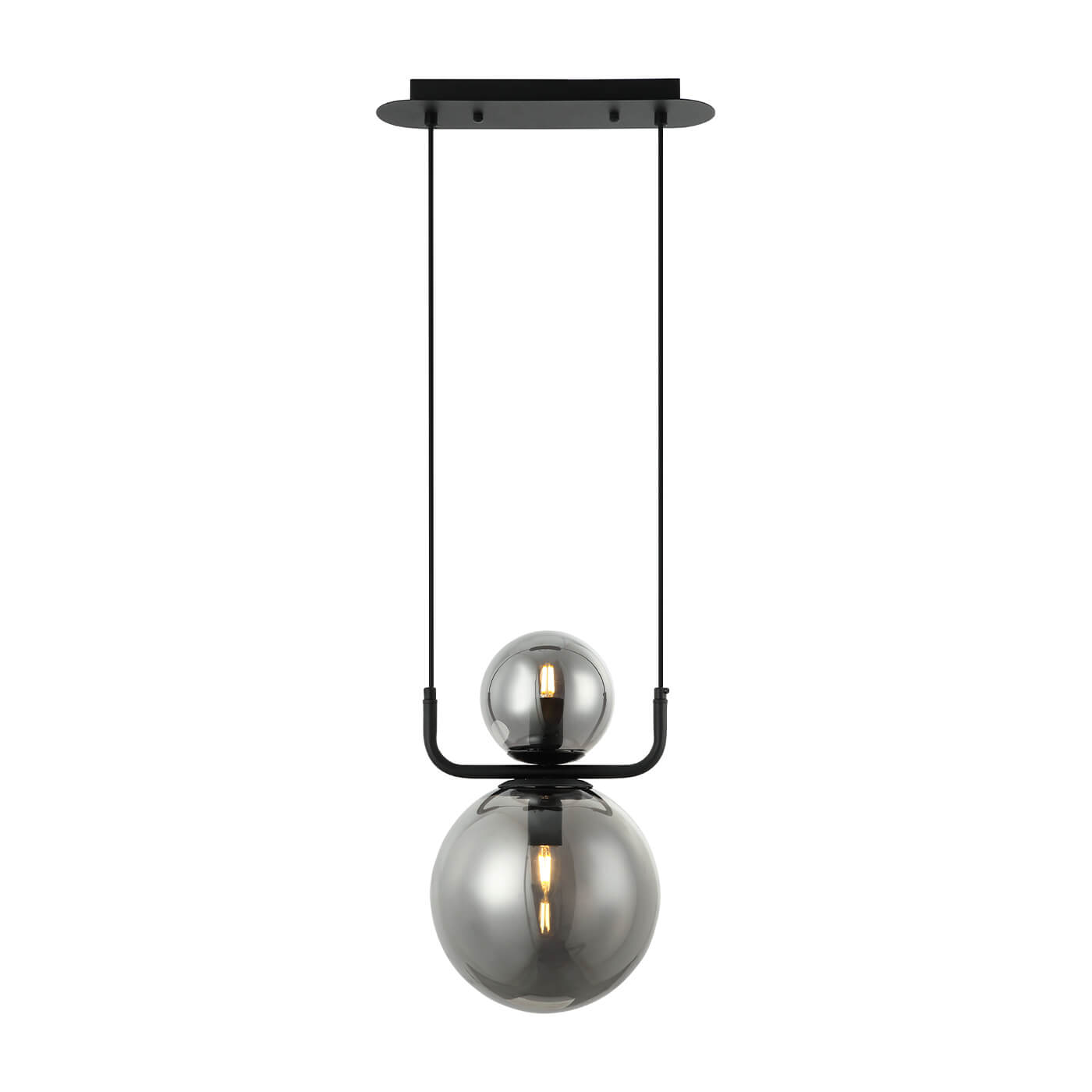 Cauti un pendul negru MIRA cu globuri de sticla, design elegant, modern, pentru living, dining sau dormitor din colectia de lustre si candelabre Domicilio?