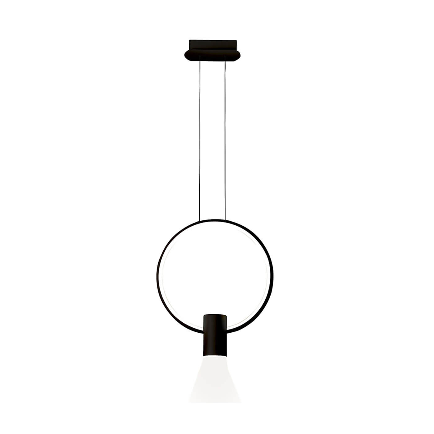 Cauti un pendul negru SINDY cu LED, design minimalist, futurist, pentru living, dining sau dormitor din colectia de lustre si candelabre Domicilio?
