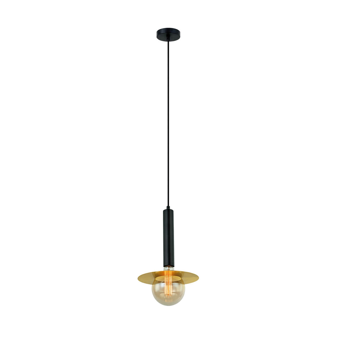 Cauti un pendul negru auriu LOUIS din metal, design elegant, minimalist, pentru living, dining sau dormitor din colectia de lustre si candelabre Domicilio?