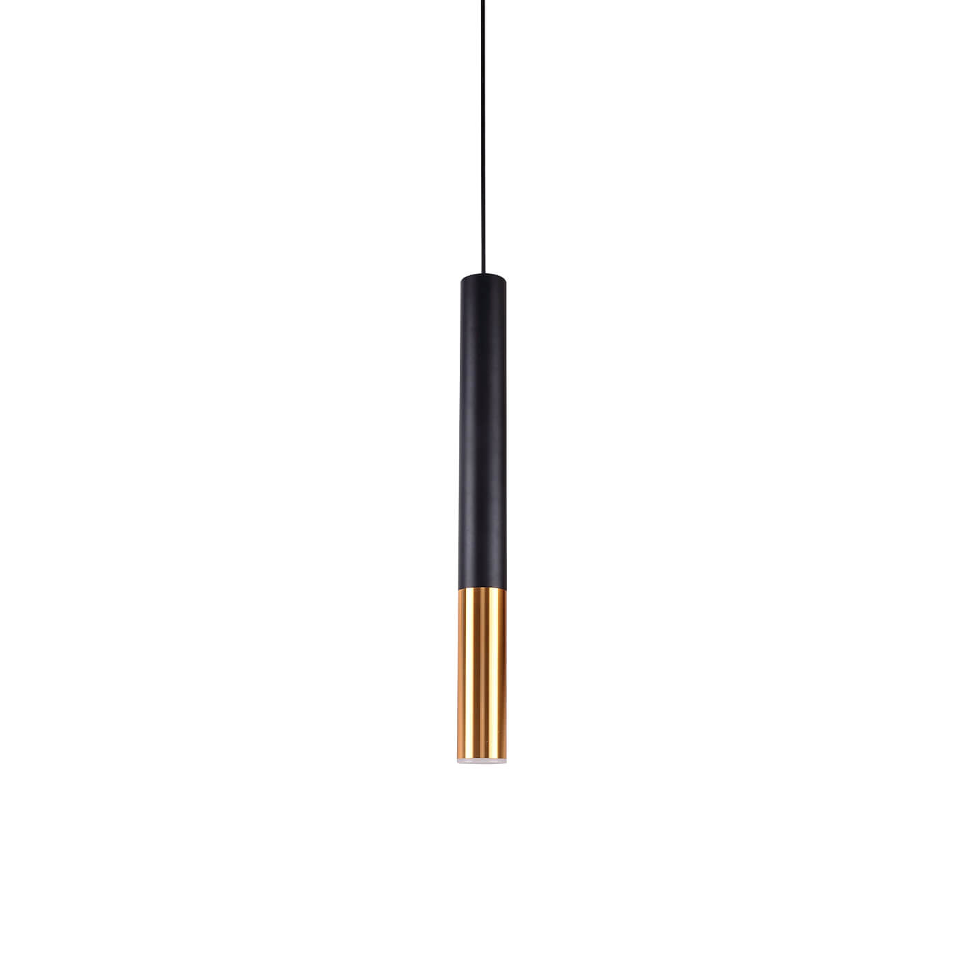 Cauti un pendul negru-auriu MAX din metal, design minimalist, modern, pentru living, dining sau dormitor din colectia de lustre si candelabre Domicilio?