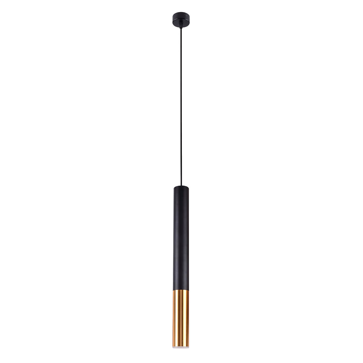 Pendul negru-auriu MAX din metal, design minimalist, modern, pentru living, dining sau dormitor din colectia de lustre si candelabre Domicilio