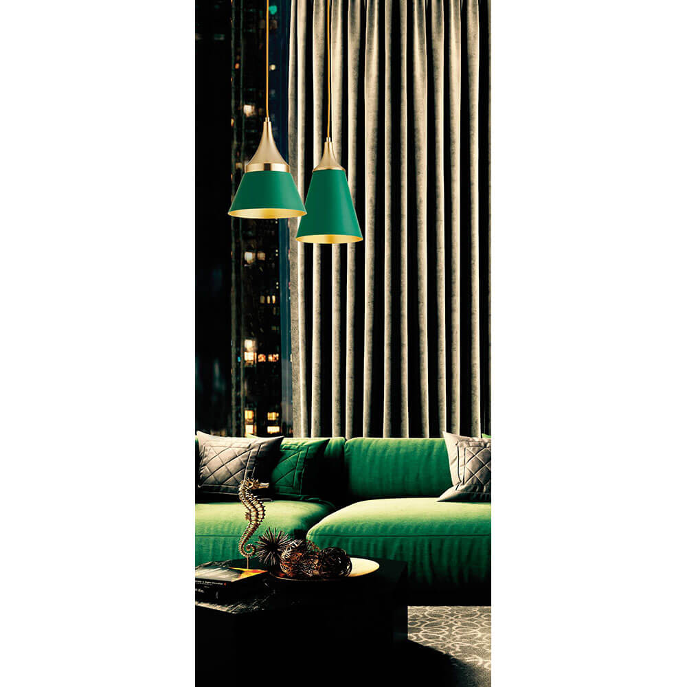 Cauti un pendul verde MENTA S2 din metal, design minimalist, modern, pentru living, dining sau dormitor din colectia de lustre si candelabre Domicilio?