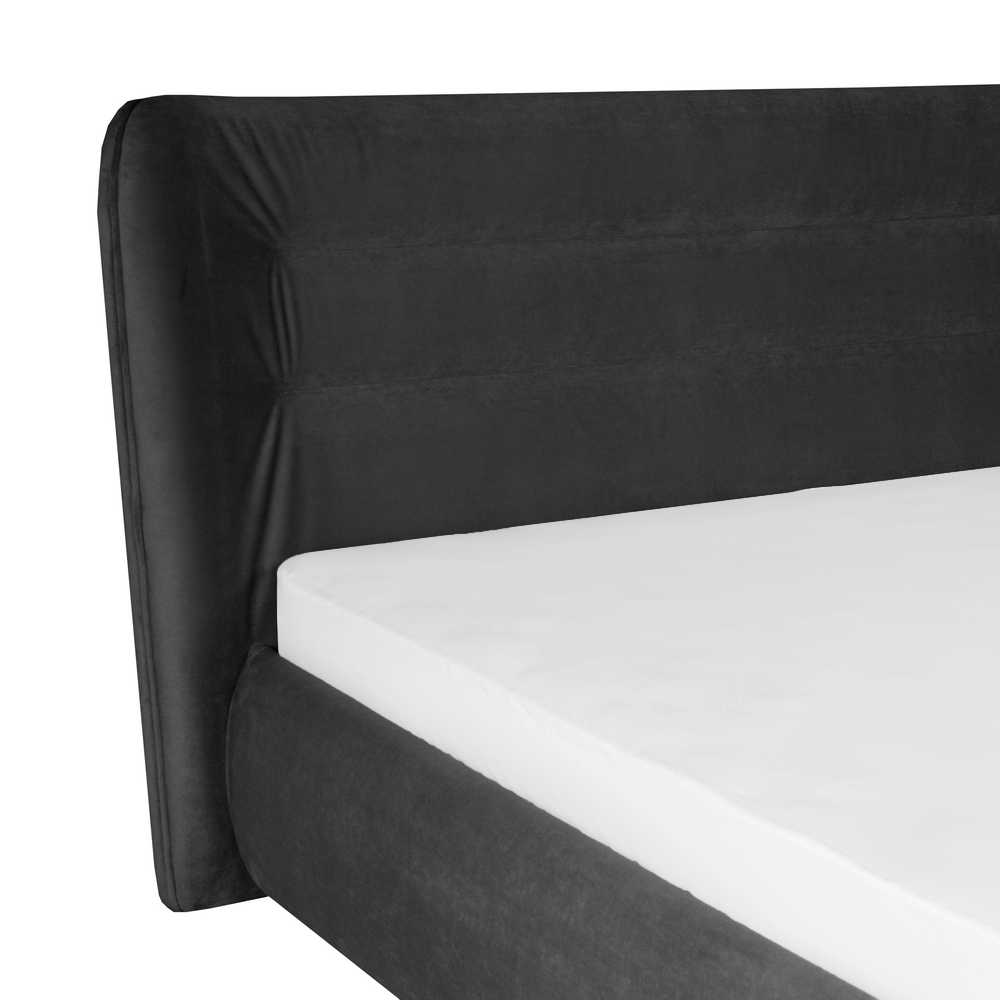 Reducere Paturi cu somiera fixa incapatoare - pisa, tapitat gri inchis, pat pentru dormitor cu somiera fixa