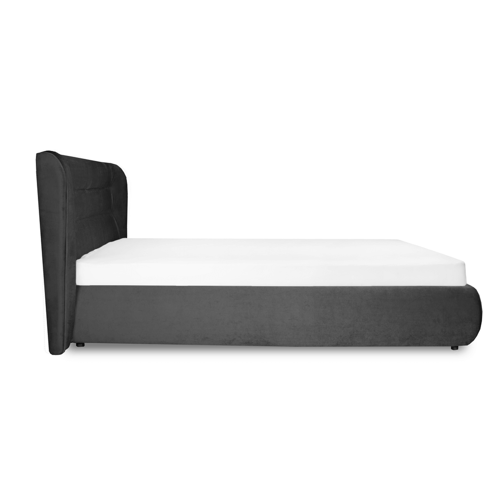 Oferta Paturi cu somiera fixa incapatoare - pisa, tapitat gri inchis, pat pentru dormitor cu somiera fixa