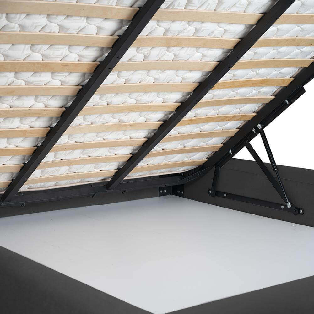 Oferta Paturi cu lada depozitare incapatoare - pisa, tapitat gri inchis, pat pentru dormitor cu lada depozitare