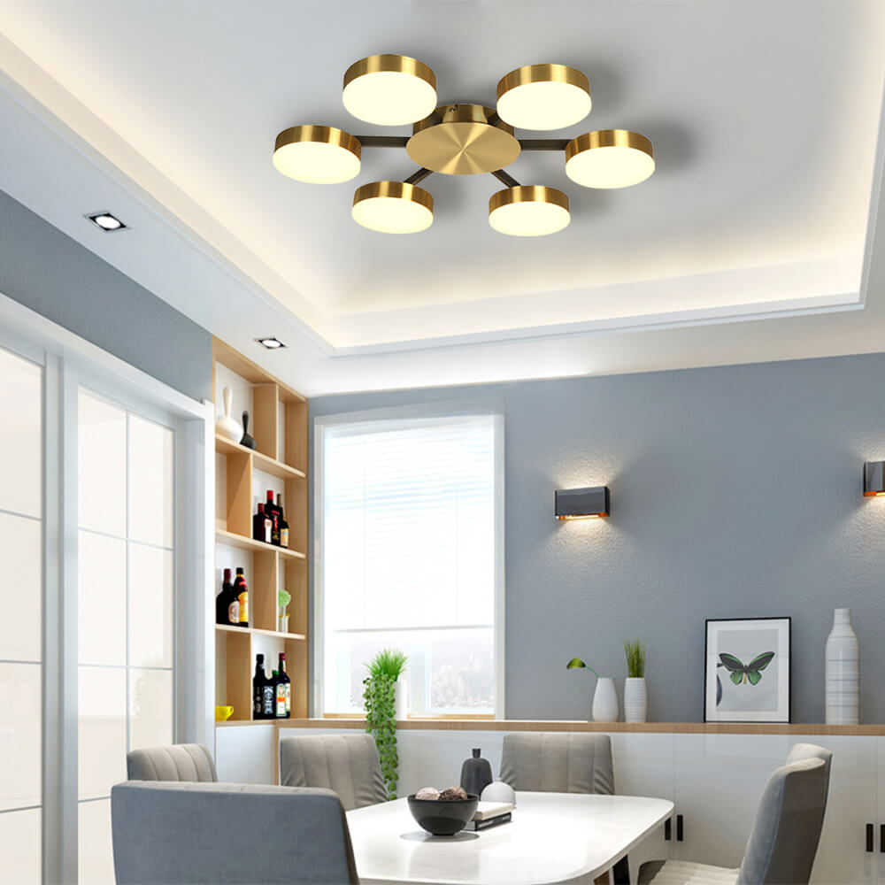 Cauti o plafoniera aurie ALYX C6 cu LED, design modern, elegant - Corp de iluminat pentru living sau dining din colectia de lustre si lampi suspendate DOMICILIO?
