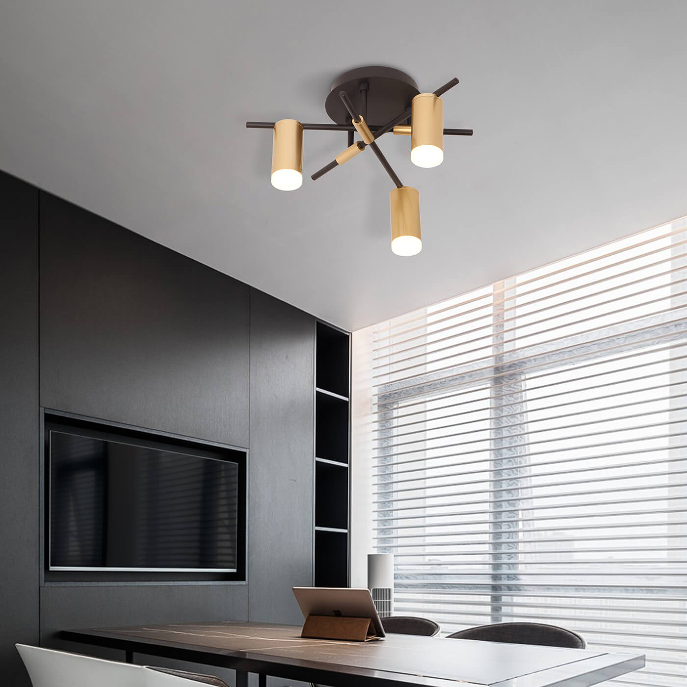 Cauti o plafoniera aurie ELMO C3 , design modern, elegant - Corp de iluminat pentru living sau dining din colectia DOMICILIO?