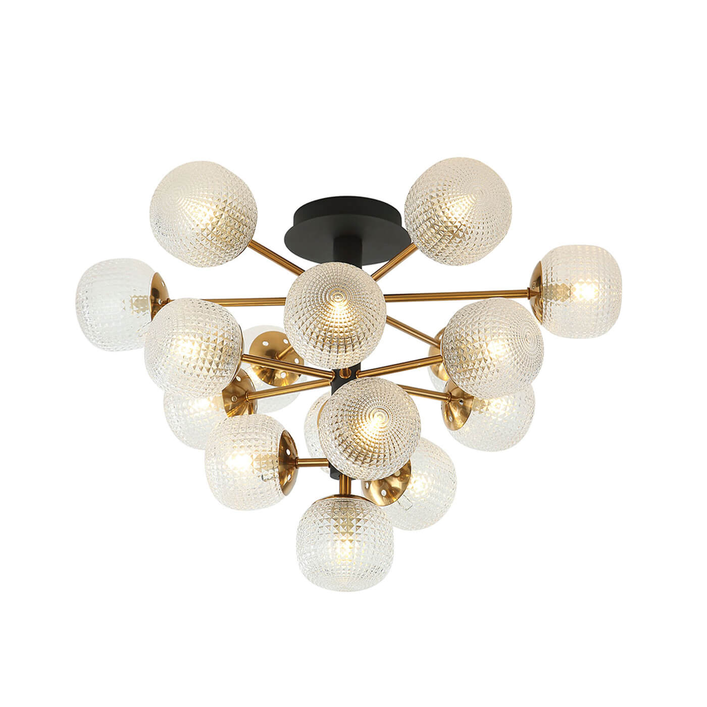 Cauti o plafoniera glam aurie NAYSIKA cu globuri de sticla chic, design elegant - Corp de iluminat pentru dormitor sau living din colectia de lampi suspendate si corpuri de iluminat DOMICILIO?