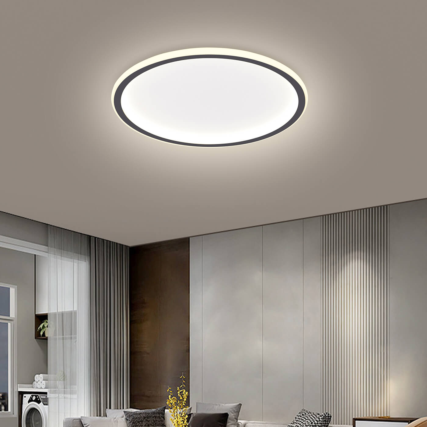 Plafoniera neagra AYAM CM cu LED pentru living sau dining