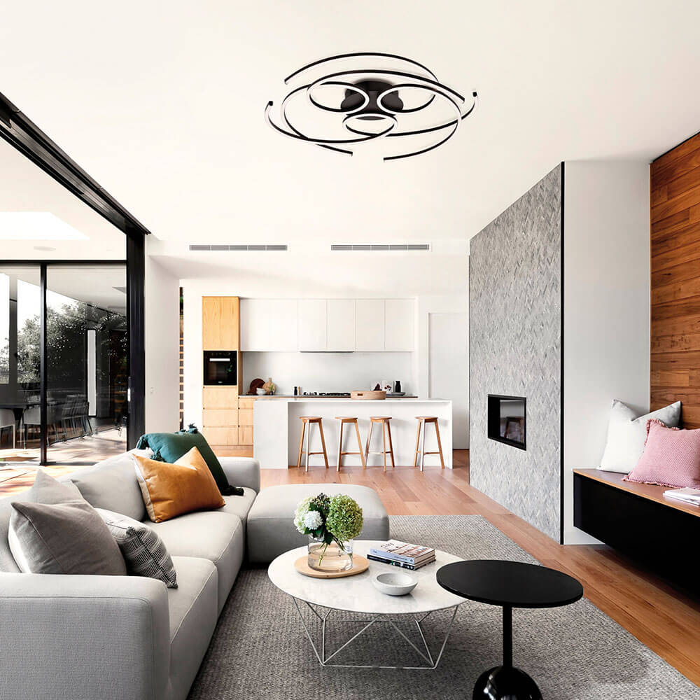 Cauti o plafoniera neagra SOFI cu LED 40W pentru living sau dormitor, design futurist, minimalist - Corp de iluminat din colectia DOMICILIO?